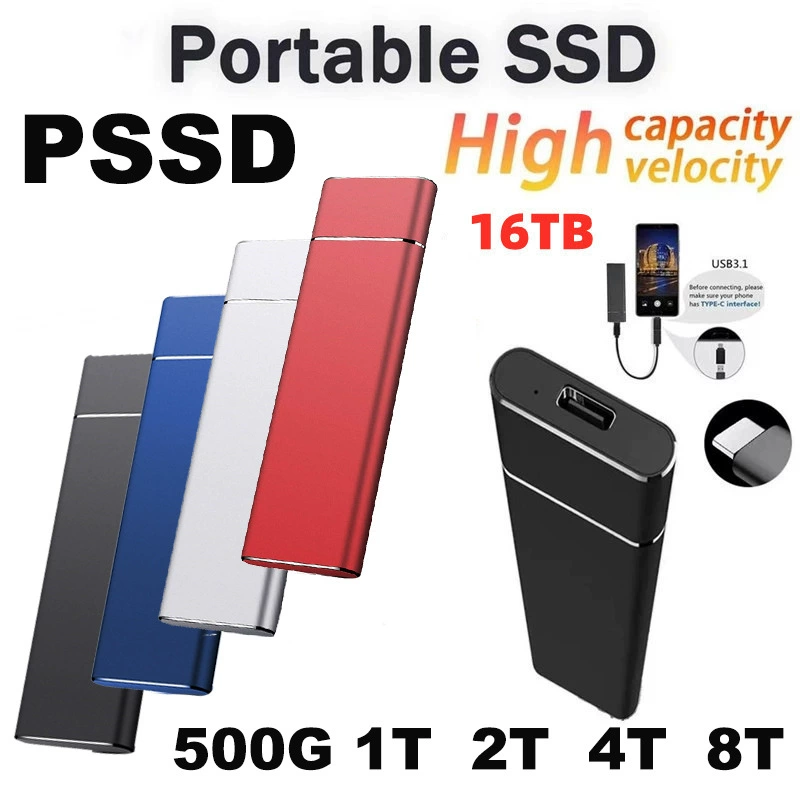 Новый большой емкости 8ТБ10Т16Т мобильный жесткий диск SSD твердотельный накопитель USB3.1 металл 500 г 1ТБ 2ТБ