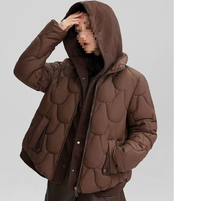 Winter short down jacket, set with down, loose fit, western style, increased thickness