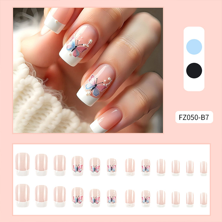 Uñas postizas 3D estéreo blanqueadoras, muy vendidas, piezas de arte de uñas portátiles transfronterizas, pegatinas de uñas sencillas con un toque de alta gama, venta al por mayor