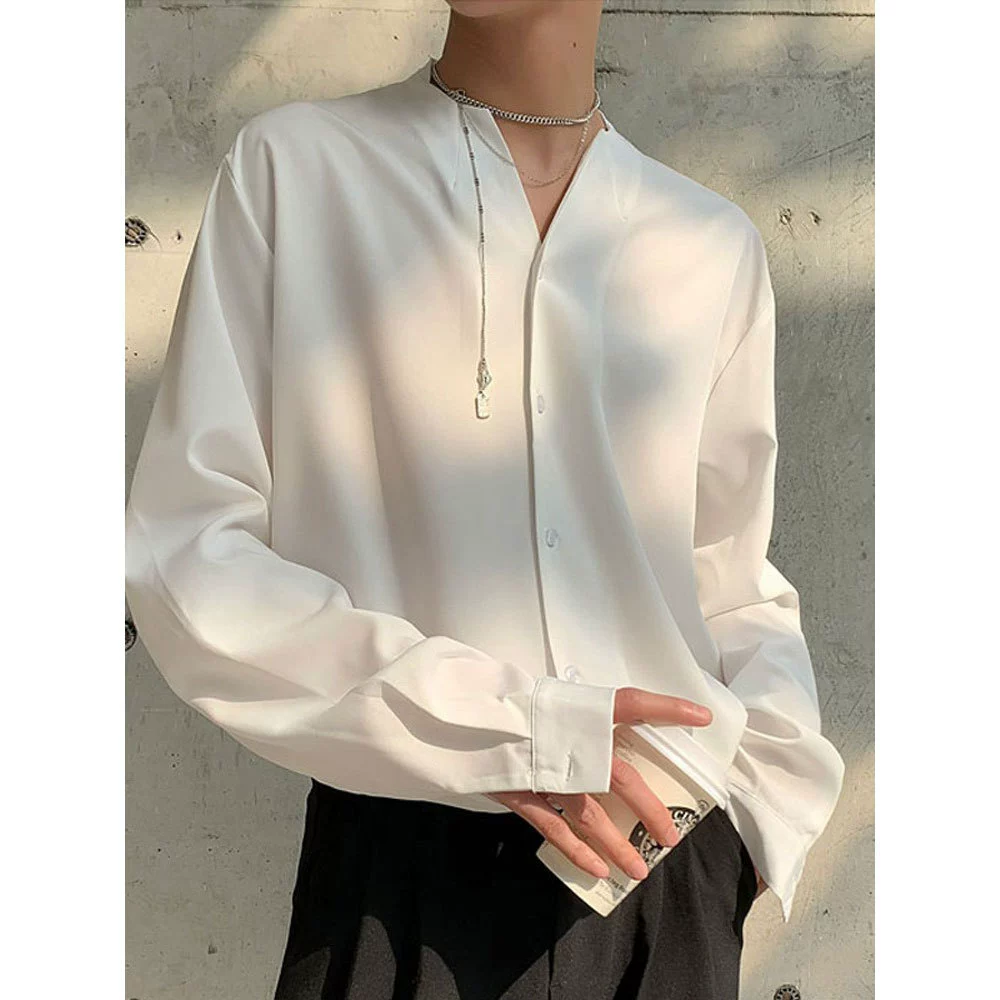 2023 Весенне-осенний костюм Рубашка без воротника Мужская дизайнерская ниша Sense с длинными рукавами Duffian Красивая рубашка Высококачественная Мужская осенняя одежда Sense Fried Street