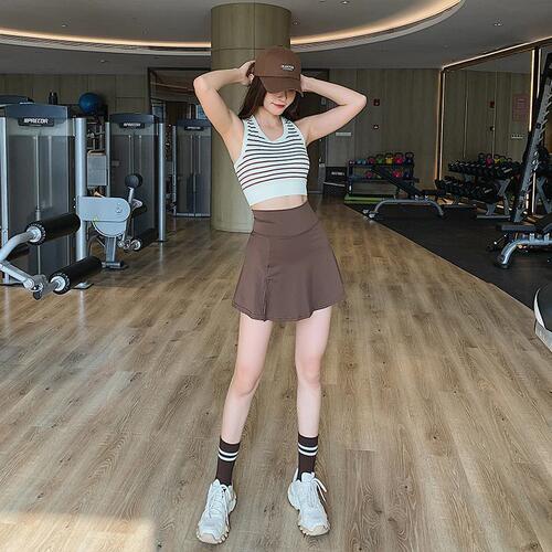 Women's High-Waisted Slit Sports Short Skirt, Anti-Flash Tennis Running Exercise Fitness Yoga Leggings Summer Sports Skirt