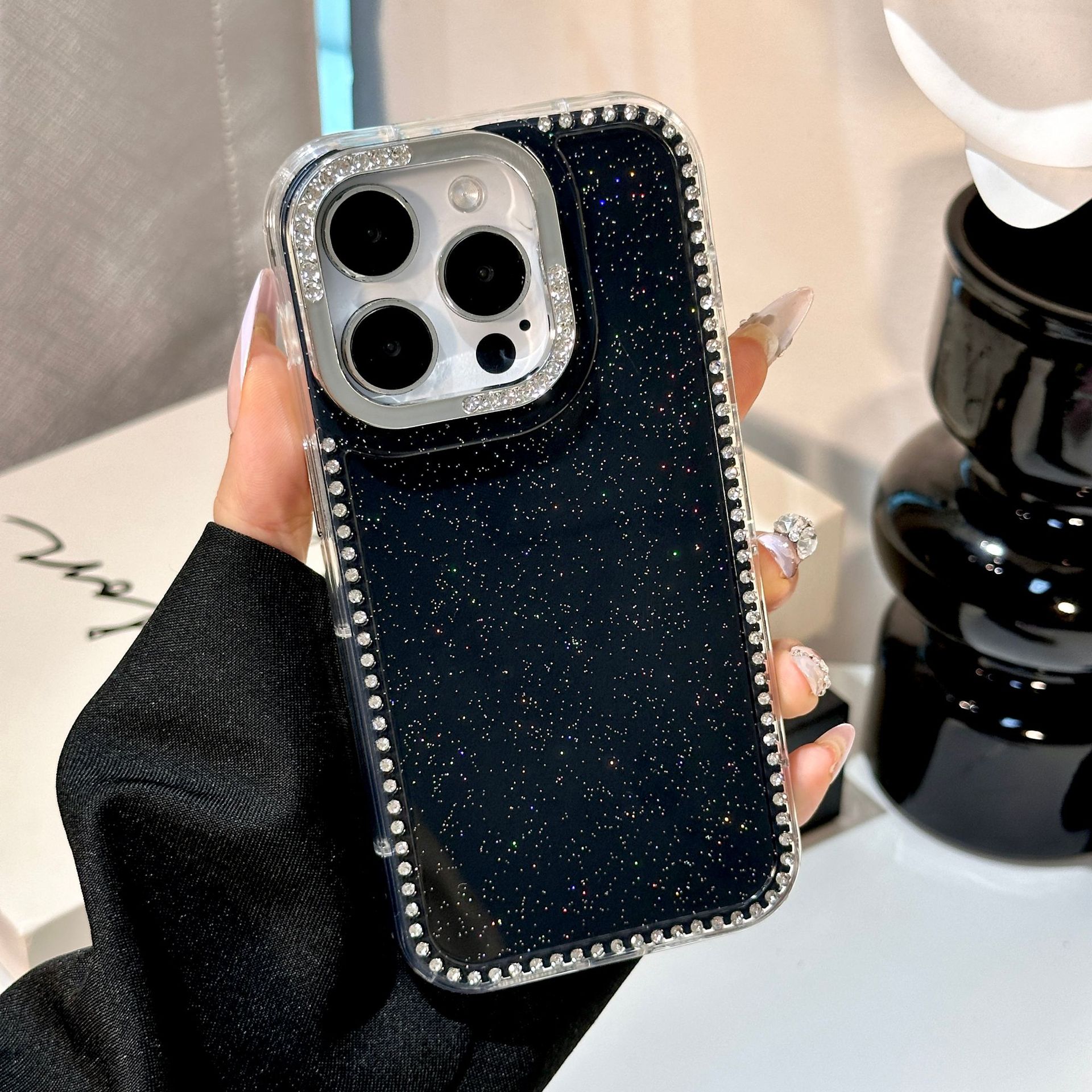 Diamante flash de dopamina de color simple para Apple 16ProMax funda para teléfono 15Pro Pareja 14/13 Nuevo 15PM