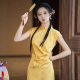 Twig Flower Shadow [Uni-Dai Fang Hua] Chinese Short-sleeved Cheongsam Young Improved Mid-length Elegant Spring and Summer Clothes