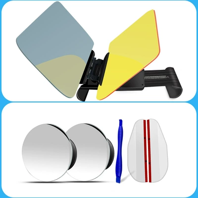 anti-high beam artifact nemesis sun: Other Automotive Interior Supplies - upgraded-version-of-the-small-round-mirror-without-borders-a-pair-of-assembled-crowbar-high-quality-rain-eyebrow-pair