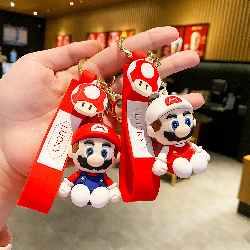 Cartoon Mario Game Peripheral Keychain Pendant Couple Car Key Chain Bag Doll Pendant Small Gift