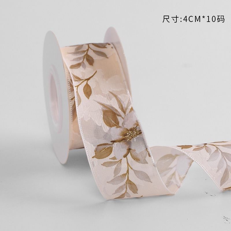 Cinta floral al por mayor 4cm borde dorado colorido ramo arco onda hilo llano cinta flor material de embalaje