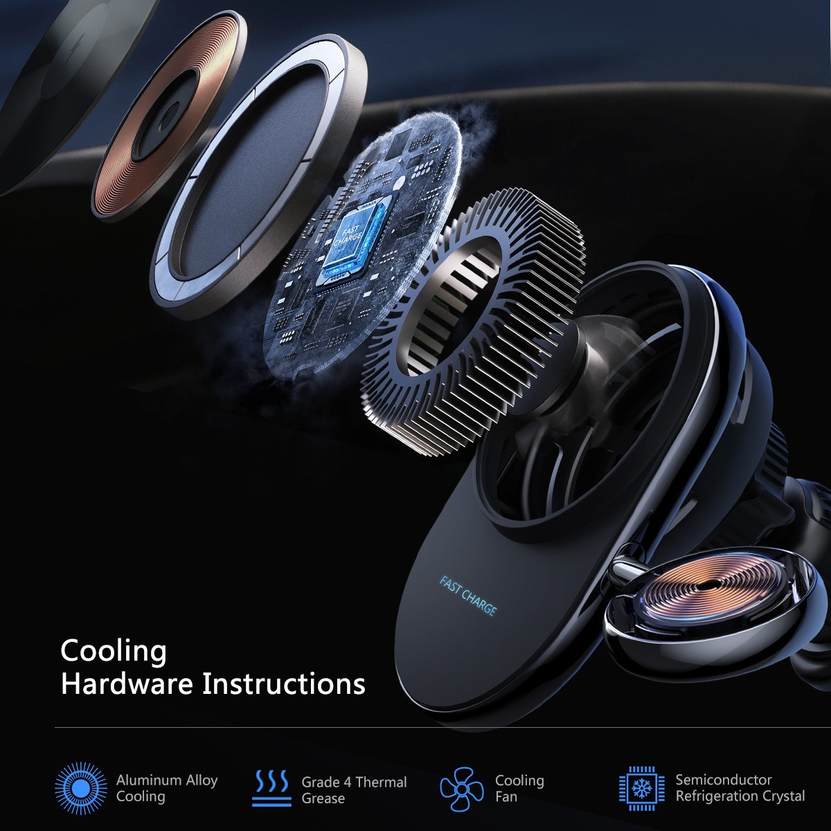 El cargador inalámbrico del coche de la refrigeración magnética transfronteriza de MagSafe del KC conveniente para Apple mira el tenedor del teléfono móvil