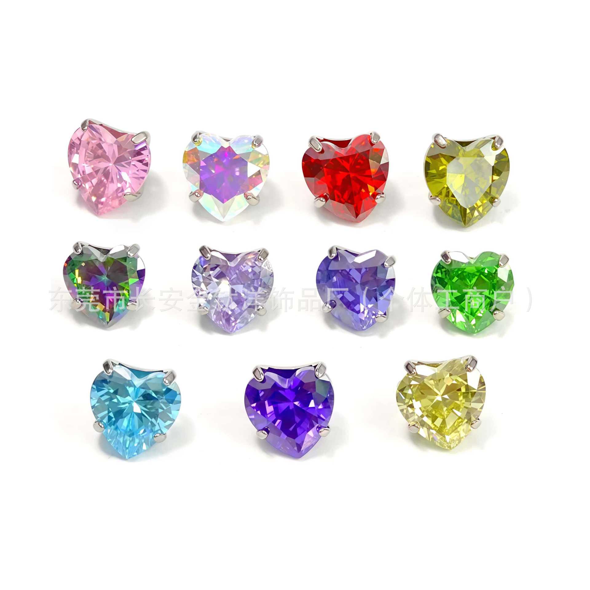 F136 Titanium Round Bottom Internal Thread Love Zircon Ear Nail Lip Nail Ear Bone Nail G23 Titanium Alloy Human Body Piercing Jewelry detail image 8