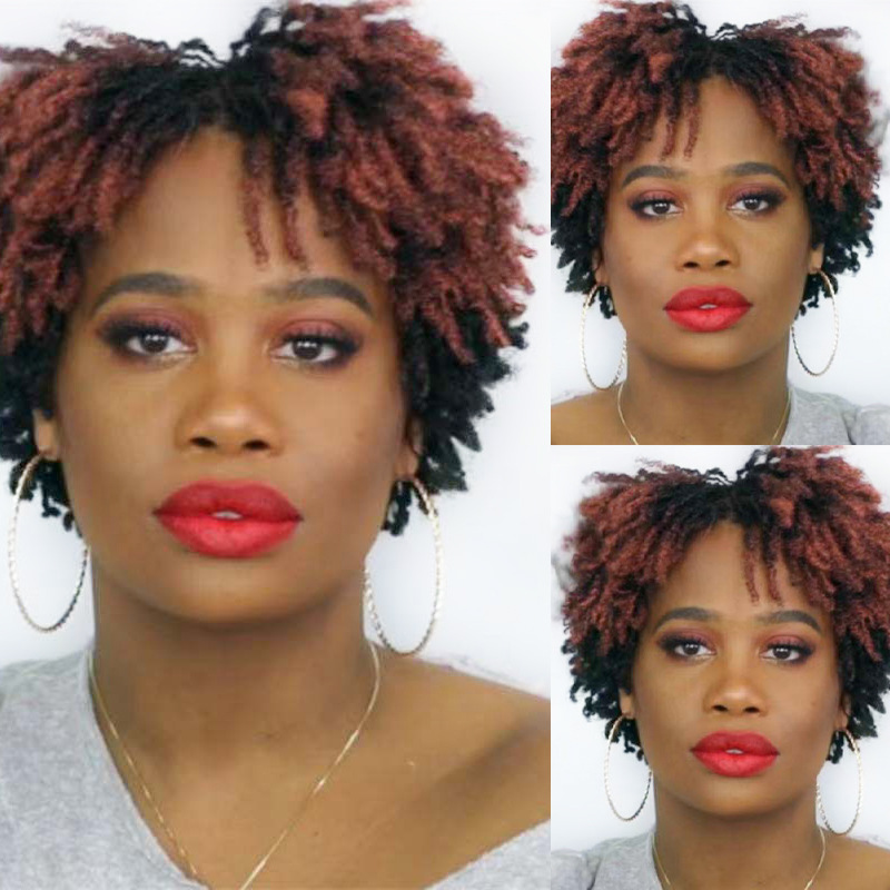 Peluca transfronteriza Cabeza de explosión Africana Marrón Dorado pequeño volumen de fibra química cubierta de la cabeza del cabello peluca cubierta de la cabeza de fibra química en stock