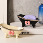 简约轻奢银边浴缸造型肥皂碟斜面创意家用多功能浴室置物架沥水