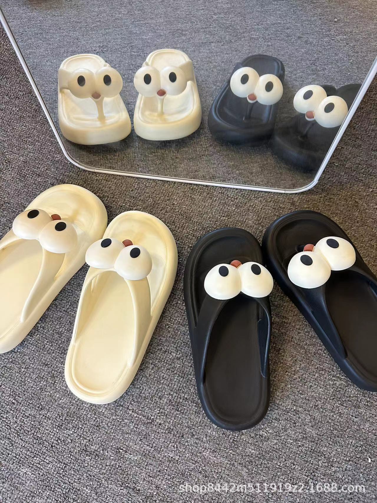 Arrastre de dibujos animados divertido en verano 2023 interior y exterior con Playa universal para hombres y mujeres, lindo Fondo grueso, cómodo ojos grandes