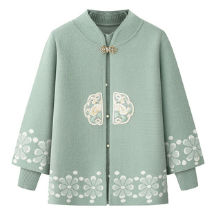 Autumn and winter clothing for the elderly women's coat sweater cardigan grandma spring and autumn suit wife clothes mother Tang suit two-piece set
