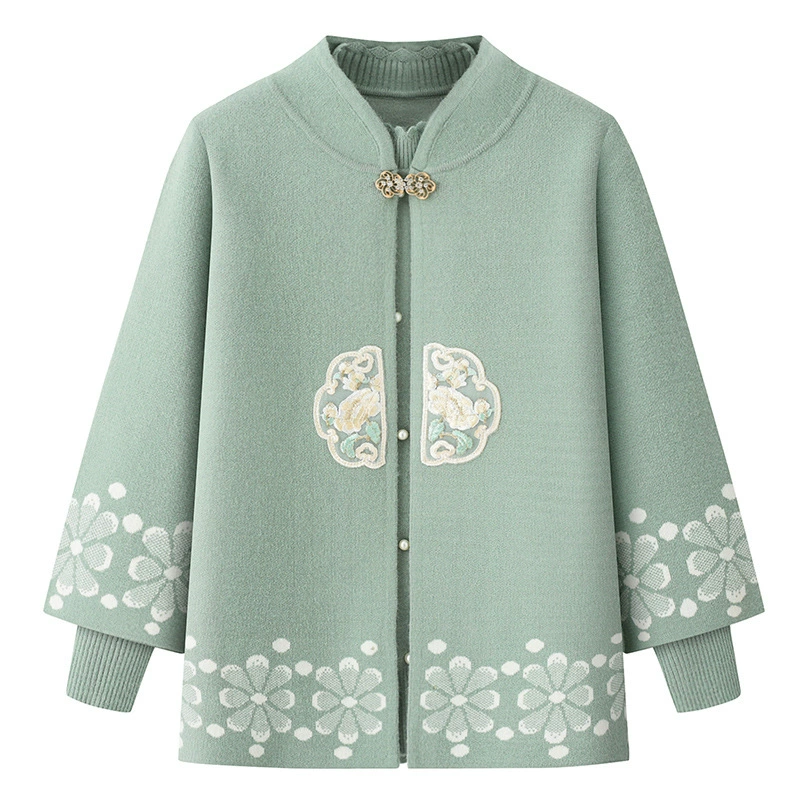 Пожилые люди осень и зима женская куртка свитер кардиган бабушка весна и осень костюм миссис одежда мама костюм из двух частей