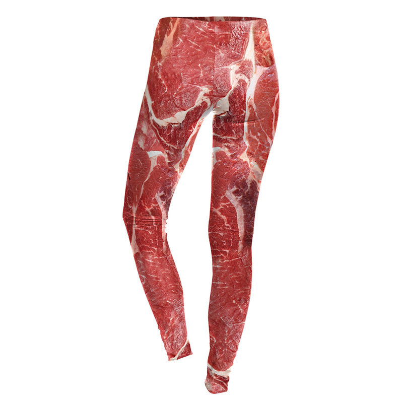 크리 에이 티브 스푸핑 삼겹살 스타일 레깅스 돼지 고기 여성 바지 슬림 지방 청바지 꽉 쇠고기 지방 암소 바지