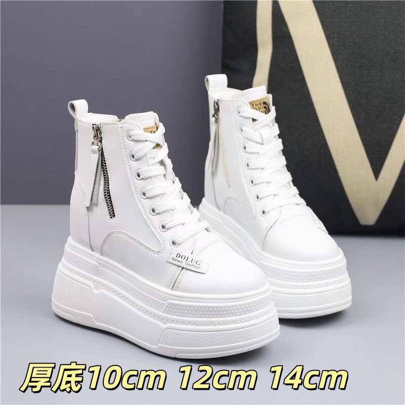 Super High Heel 12cm Canvas Shoes Women's Sneakers All-match Platform Thick Bottom Short Boots Invisible Inner Height Increase Slim Super High Heel 12cm Canvas Shoes Women's Sneakers All-match Platform Thick Bottom Short Boots Invisible Inner Height Increase Slim