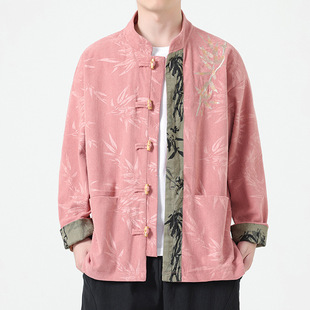 2025 Spring New Chinese Style Men's Retro Trend Jacket Embroidered Coat Retro Chinese Tang Suit Men