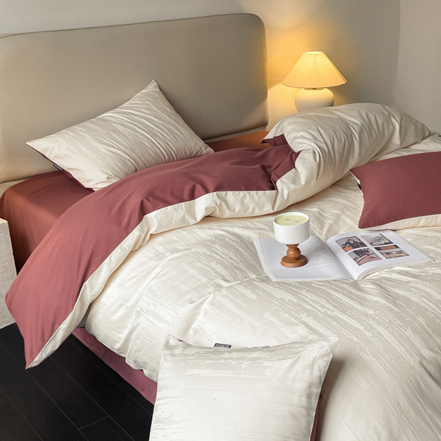 Conjunto de cama nórdico retro em algodão escovado capa edredom_voghion.com