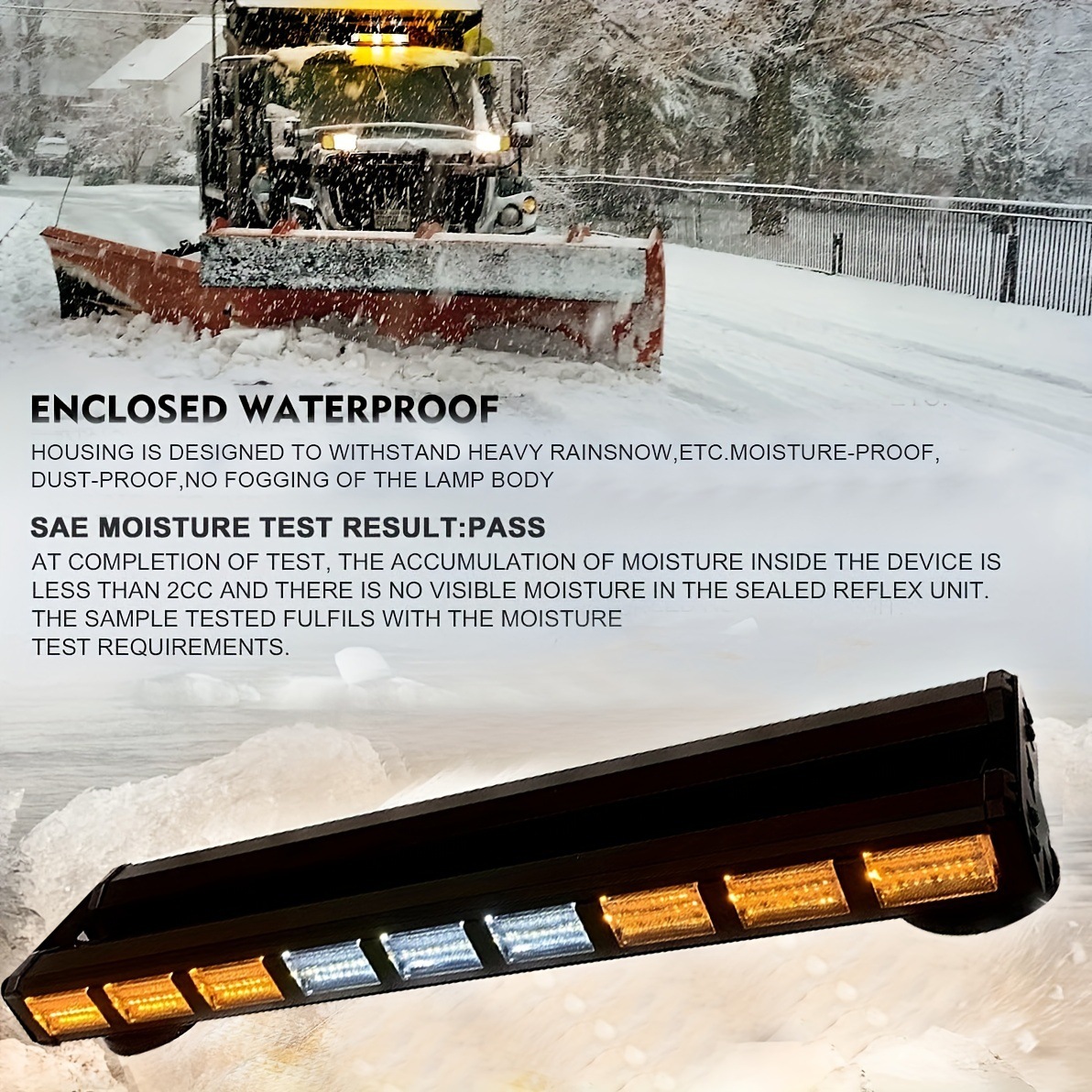 162Led Double Row Color Changing Strobe Light 360 ° Surrounding Light, Engineering Vehicle Warning Light, Ceiling Bar Light, Magnet Type