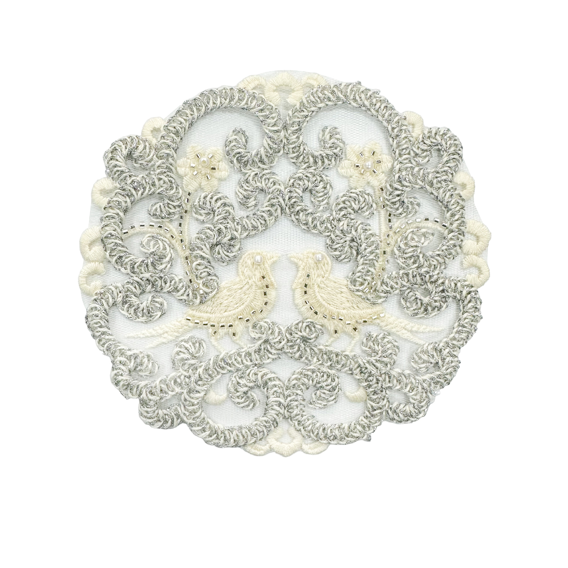 Estilo nacional fresco estilo chino redondo pegado pez mariposa grúa encaje hueco parche decoración vestido chino