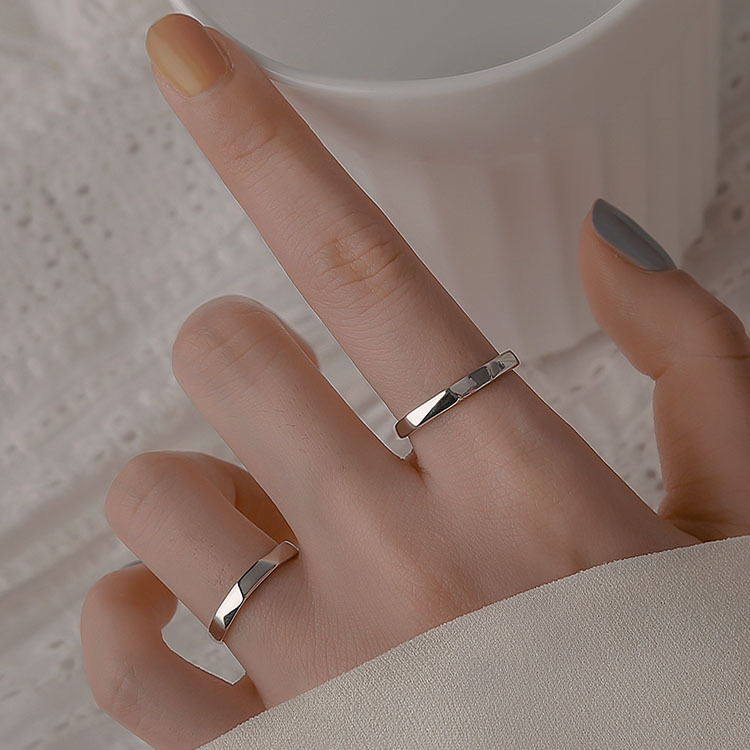 Minimalist Smooth Diamond-shaped Ring Women, Adjustable Open Design, Korean Style, Fresh And Unique, With Irregular_voghion.com