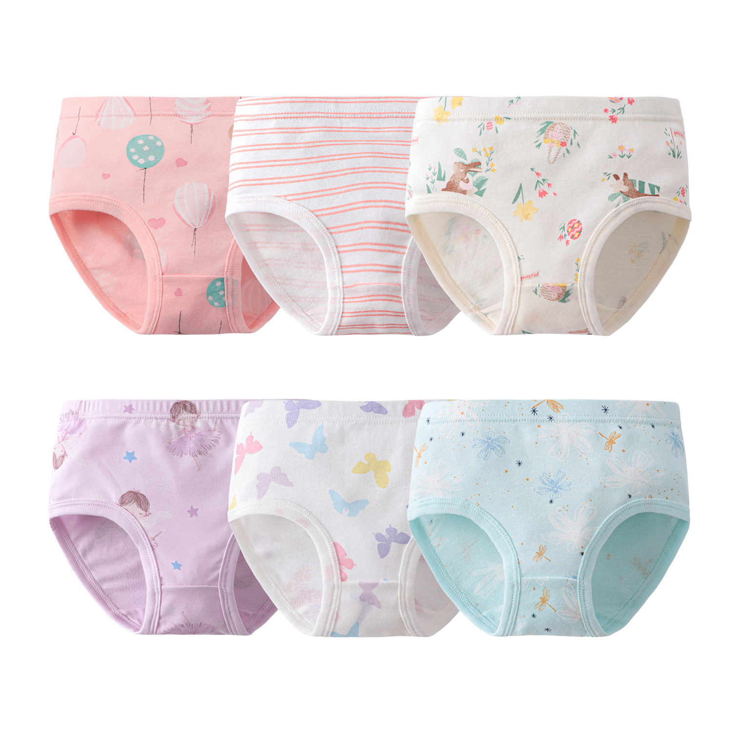 European and American style children's underwear, 100% pure cotton ribbed breathable girls' triangle briefs, Amazon cross-border wholesale