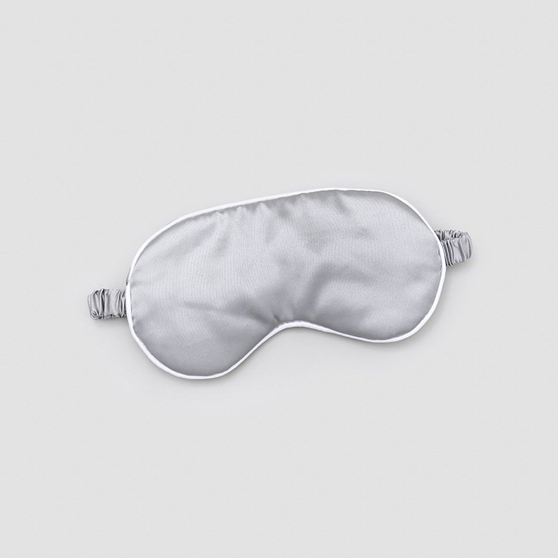 Máscara de ojo de seda artificial máscara de ojo de viaje de aire al por mayor Fábrica de sombreado correa elástica de viaje almuerzo máscara de ojo borde blanco