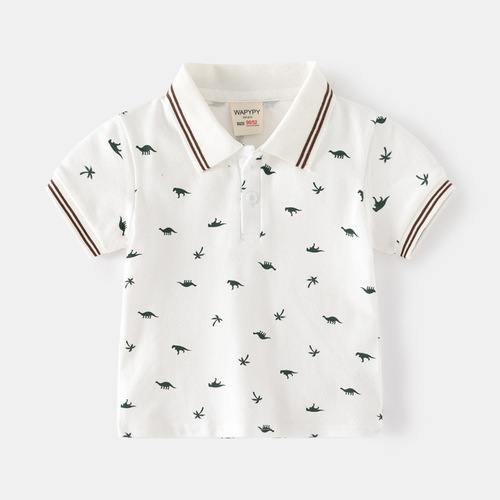 Children's short-sleeved T-shirts, fashionable children's clothing, summer  boys' short-sleeved polo shirts, trendy baby slim-fitting tops