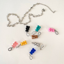 日韩ins彩色果冻小熊吊坠项链自由搭配组合diy爱心锁骨链