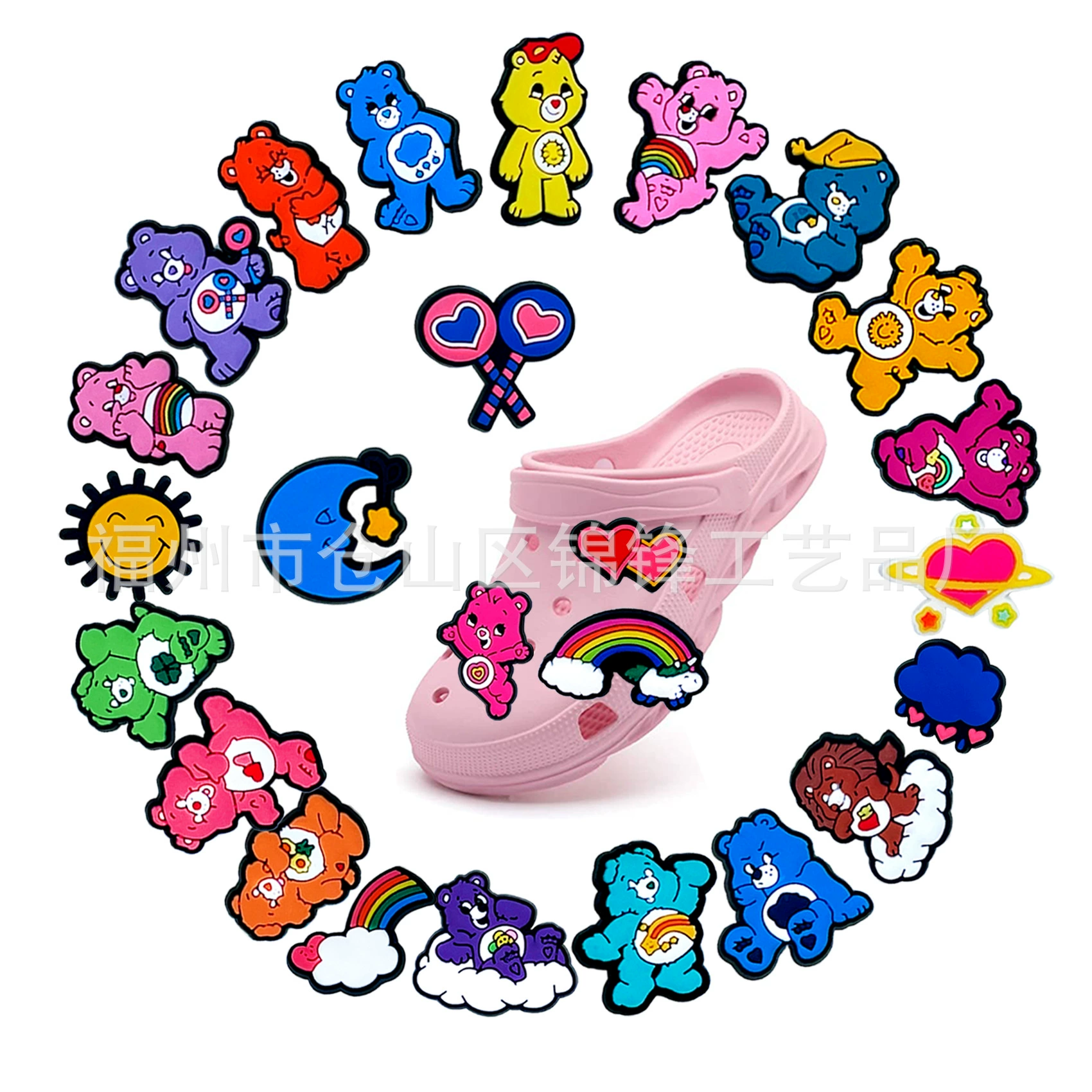 Новая обувь с радужным медведем, обувь с цветочными отверстиями, обувь, Цветочная обувь, аксессуары для садовой обуви, сделай сам