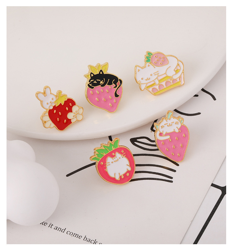11g Weight Brooches Classification Daily Occasion Cartoon Style Pin Animal Strawberry Alloy Enamel Unisex Brooches