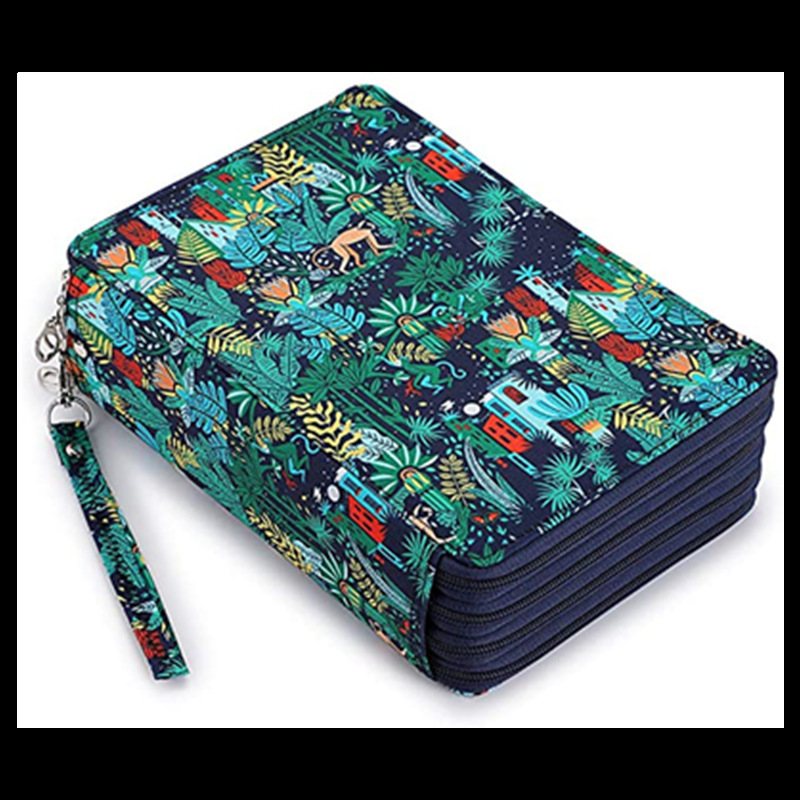 Amazon nueva gran capacidad PU bolsas de lápiz bolsas de papelería estudiantes 200 agujeros bolsas de pintura de arte bolsas de arte