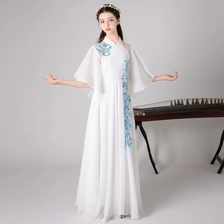 2026新款女童弹古筝演出服民乐演奏合唱表演中大童学生艺考晚礼服