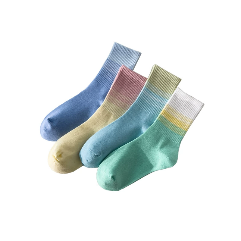 Спортивные осенняя дышащие knee socks для мужчин и женщин, градиентная до середины икры, многоцветные, средний размер