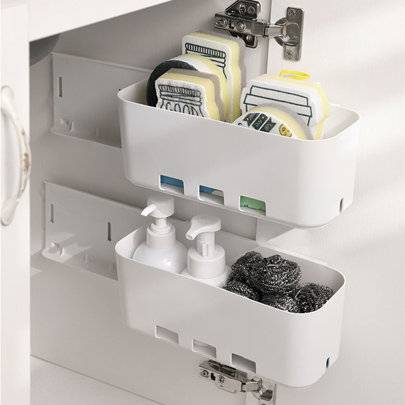 Cabinet Wardrobe Wall-mounted Storage Box Punch-free Sundries Storage Rack Kitchen Sink Drawer-type Storage Hanger