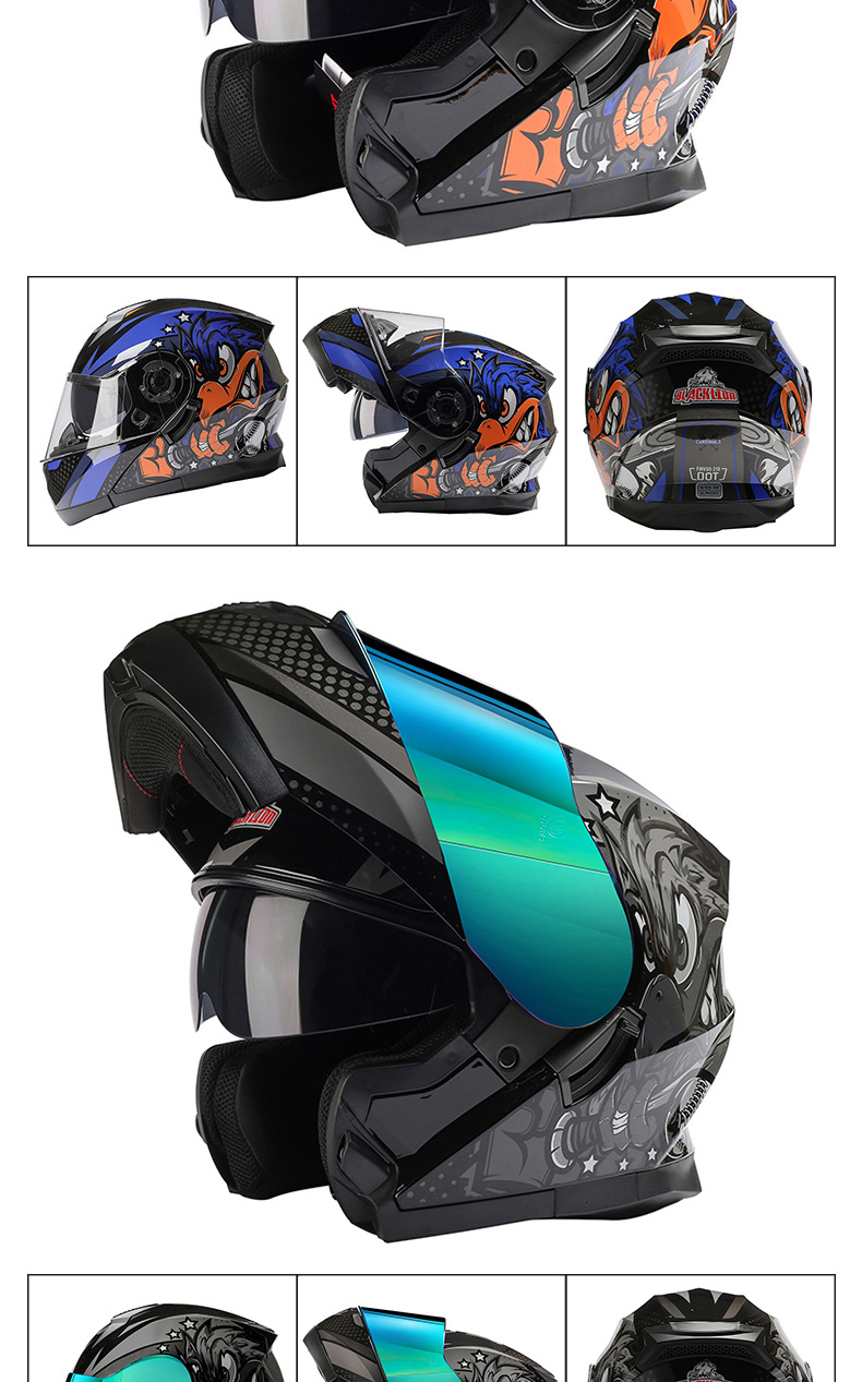 Bld Cross-Border Wholesale Bailide Motorcycle Helmet Flip-Up Visor Anti-Fog Breathable All-Season Full-Face Helmet
