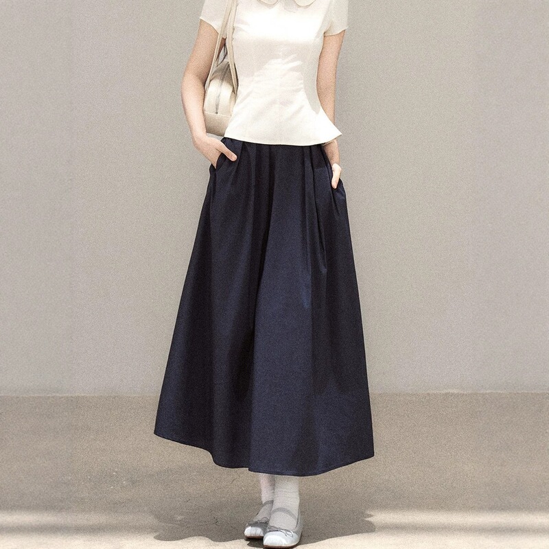 A Little Wild Berry A-Line High-Waisted Skirt for Women, 2026 Summer New Style, Super Beautiful French Retro Long Skirt