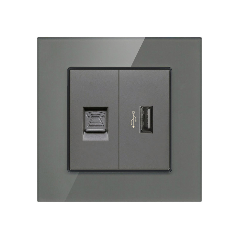 外贸86型暗装电脑宽带网络网口带TV面板 有线+超五类网线电脑插座