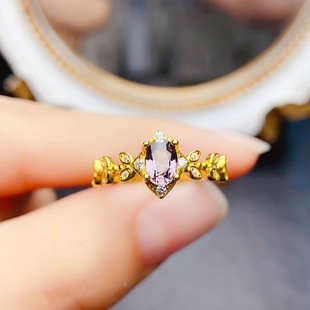 New natural spinel ring S925 silver inlaid main stone 4*6mm Joker net red explosions women's jewelry wholesale