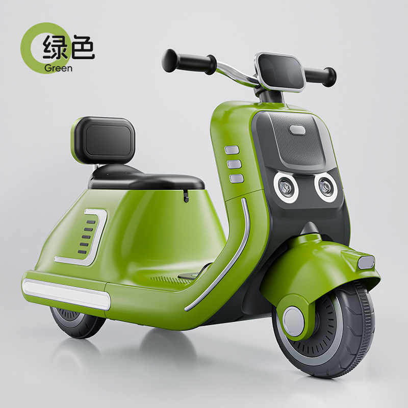 Niños coche eléctrico de tres ruedas motocicleta niñas varones coche de batería para niños se puede sentar coche de juguete de control remoto