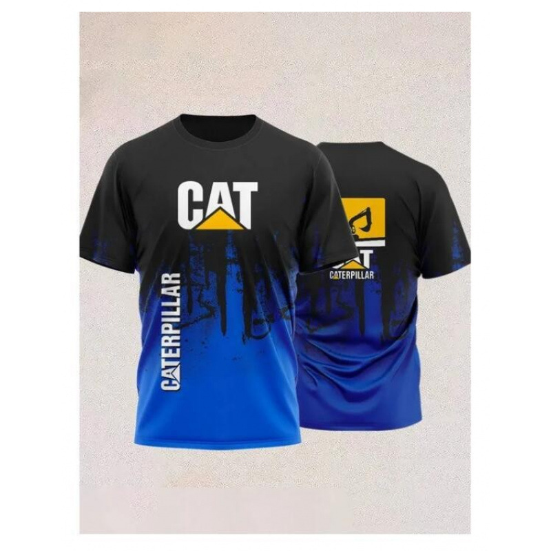 TK人気 CAT掘削機 3D立体インク メンズT アメリカンワークウェア風 通気速乾半袖Tシャツ|undefined