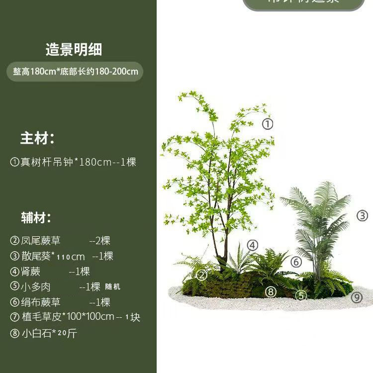 南天竹造園緑植物屋内階段下景観植物床置き鉢植えモデルルーム装飾|undefined