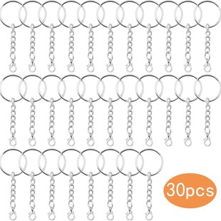 Cross-border in stock Subcontracting Metal 25 Aperture Plus Lobster Buckle with Four-section Chain Simple DIY Pendant Keychain