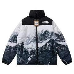 冬 TNF Beijia 正しいバージョンの男性と女性のスタンドアップカラーグラデーション雪山パンジャケット厚く緩い綿ジャケット