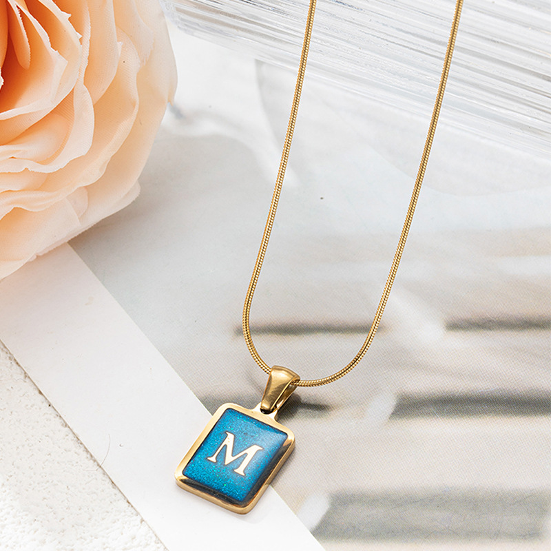 304 Stainless Steel Basic Classic Style Commute Enamel Geometric Letter Pendant Necklace display picture 16