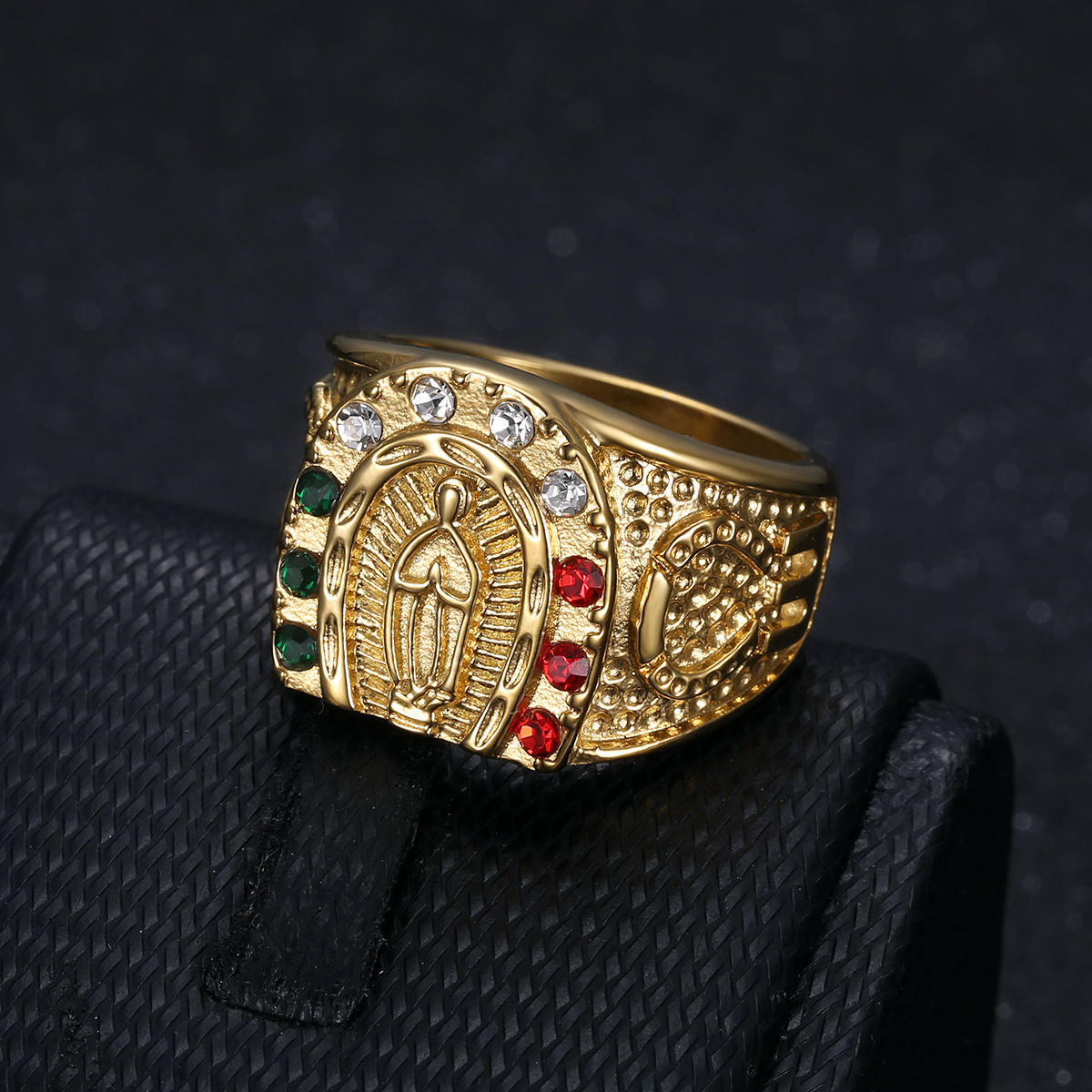 Street Occasion Hip-Hop Color Block Titanium Steel Inlay Rhinestones Men's Rings