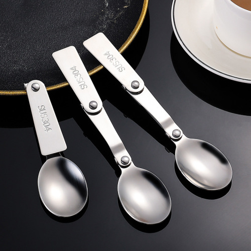 304 stainless steel folding spoon portable travel tableware creative rotating pair of folding stew beakers and matching spoons