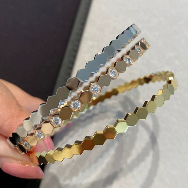 Плетёный браслет с сотами Shangjia, позолота 18K, свет diamonds встраиваются Кондор шестигранное плесса