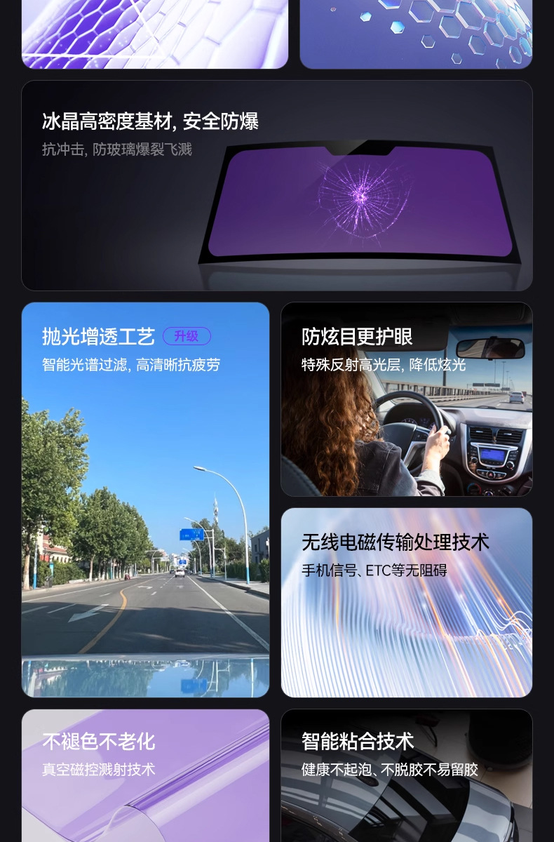Imperial Purple Heat Insulation Film Car Window Film Sun Protection Colorful Solar Film Front Windshield Explosion-Proof Privacy Full Car Film