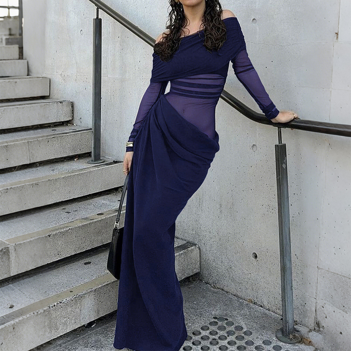 Women's Elegant Long-Sleeve Maxi Dress