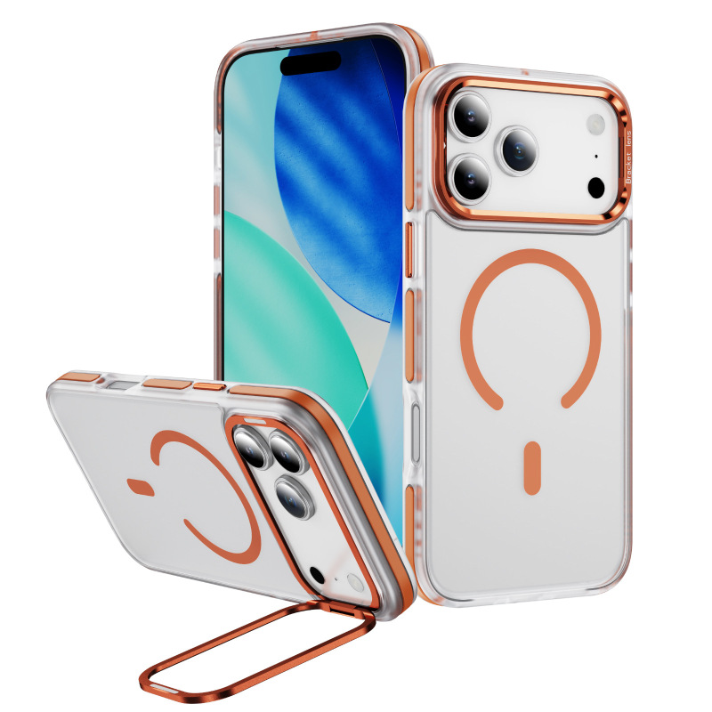 跨境爆款适用于iPhone 17pro磁吸支架手机壳支持无线充电16promax|undefined